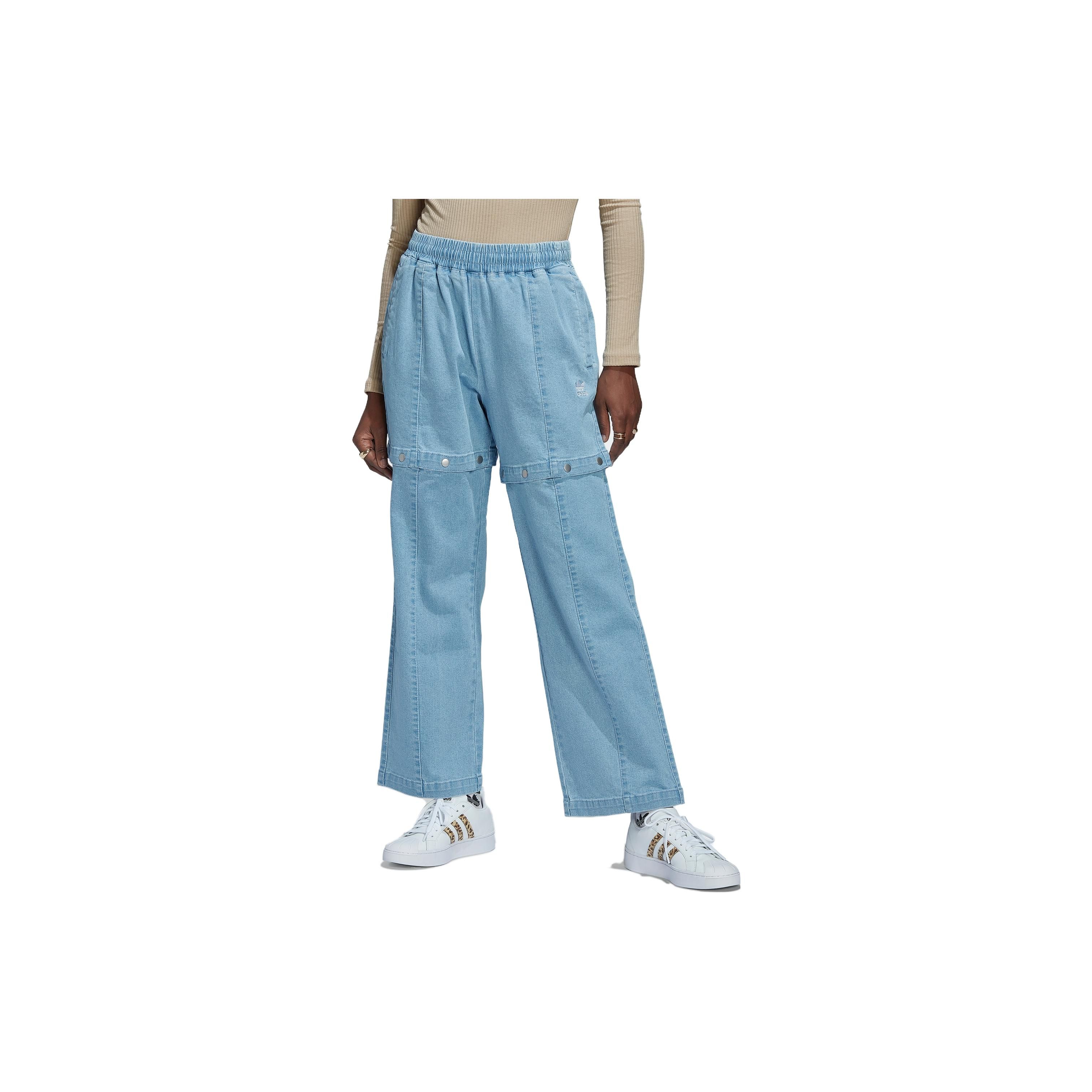 

Adidas Originals Three Stripes Denim Removable Leg Casual Sports Jeans Women Jeans Gray Blue HT8170 M