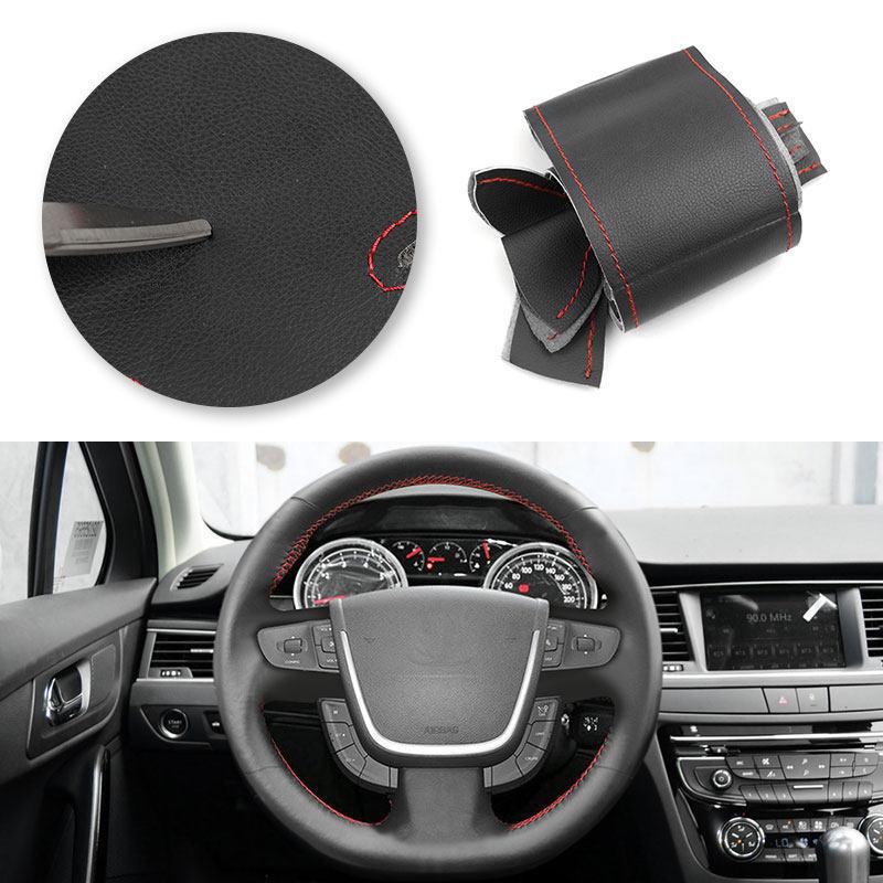 Car Interior Accessories Interior Microfiber Leather Steering Wheel Cover Trim For Peugeot 508 / 508 SW 2011 2012 2013 2014-2018