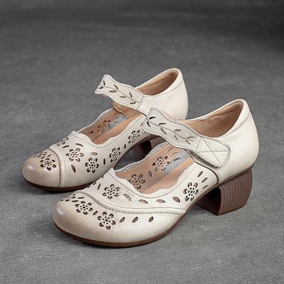 GKTINOO 2025 Frühling Herbst Neu Retro Echtes Leder Plateau Schuhe Damen Pumps Hoher Absatz Weiche Sohle Schuhe Damen Designer