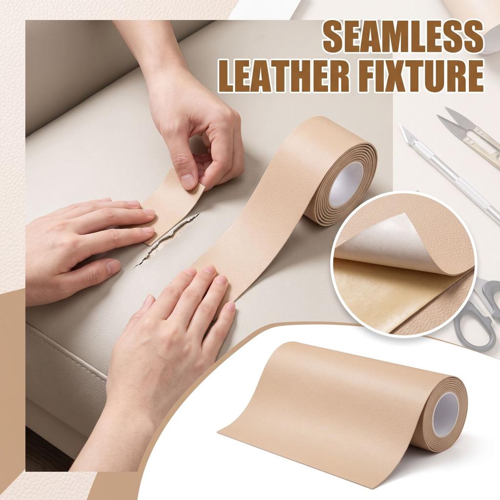 Self-Adhesive Leather Tape Kit - Strong Adhesive Patch for Sofa, Car, Chair, Furniture, Jacket - 30cm Wide 1m Long