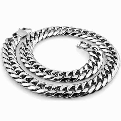 Collana a catena da uomo in acciaio inossidabile a sei lati con doppia fibbia - Disponibile in 6/8/10/12/14 mm