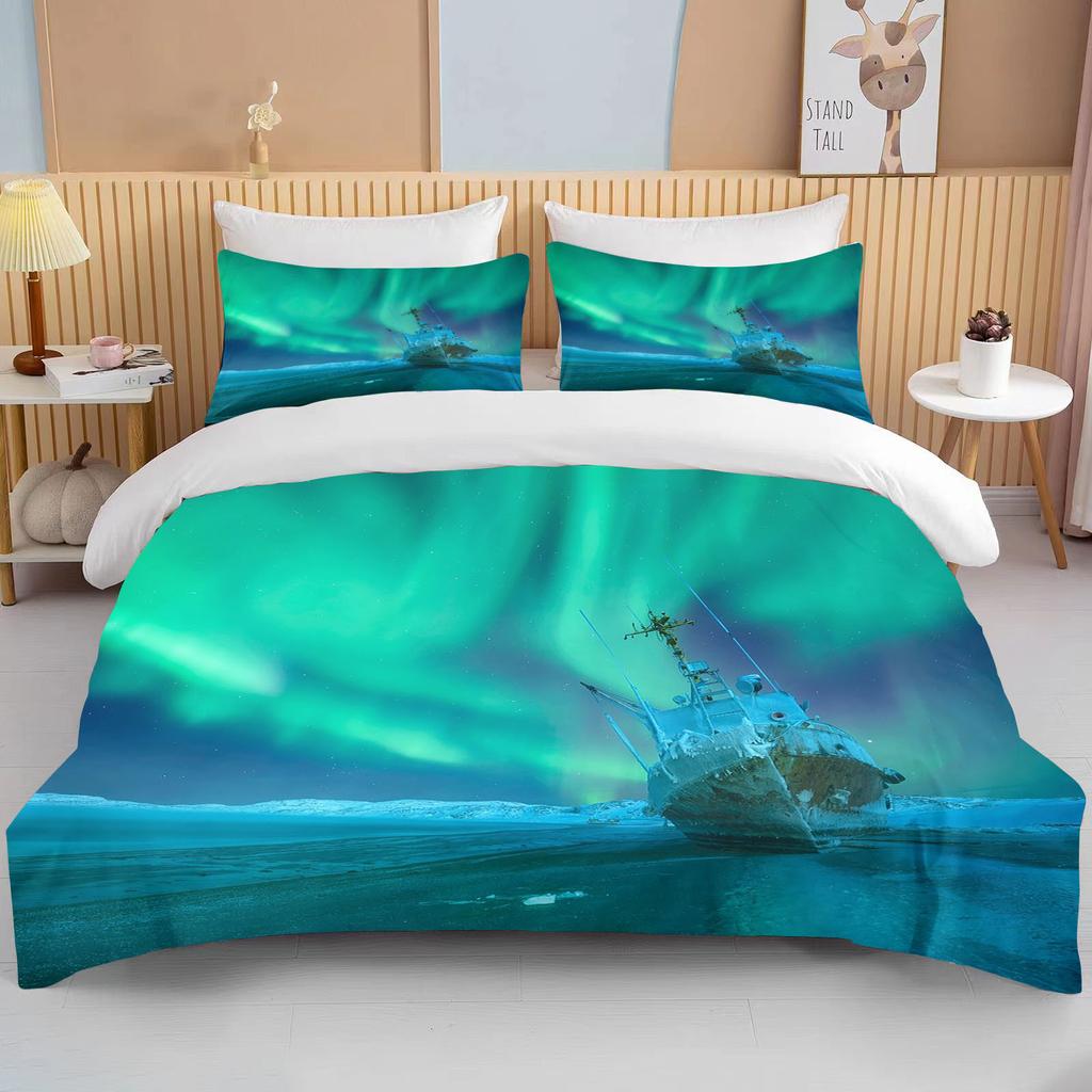 10 Sizes Aurora Borealis View Bedding Collection Duvet Cover Bed Collection Quilt Cover Pillowcase King Queen Size Bedding Collection Adult