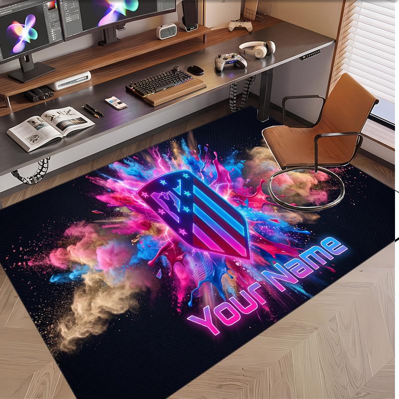 Personalized Crystal Velvet Carpet Atletico Madrid FC Pattern Non Slip Floor Rug