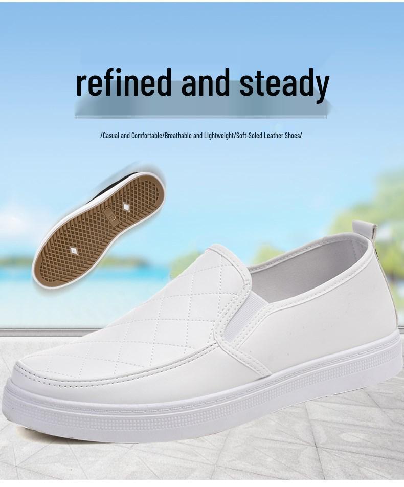 Men's White Non-Slip Casual Nurse Shoes - Comfortable, Lightweight, and Breathable Hospital Work Footwear.