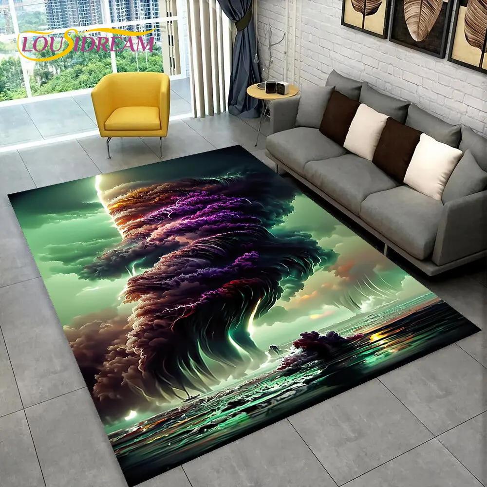 3D Natural ,Tornado, Cloud Twister Area Rug Large,Carpet Rug for Living Room Bedroom Sofa Doormat Decoration, Non-slip Floor Mat