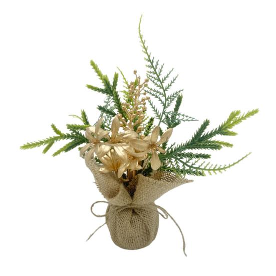 Mini-Weihnachtsbaum mit Beeren, kleiner Tisch-Weihnachtsbaum, künstlicher Blumenstrauß, Weihnachtsdekoration