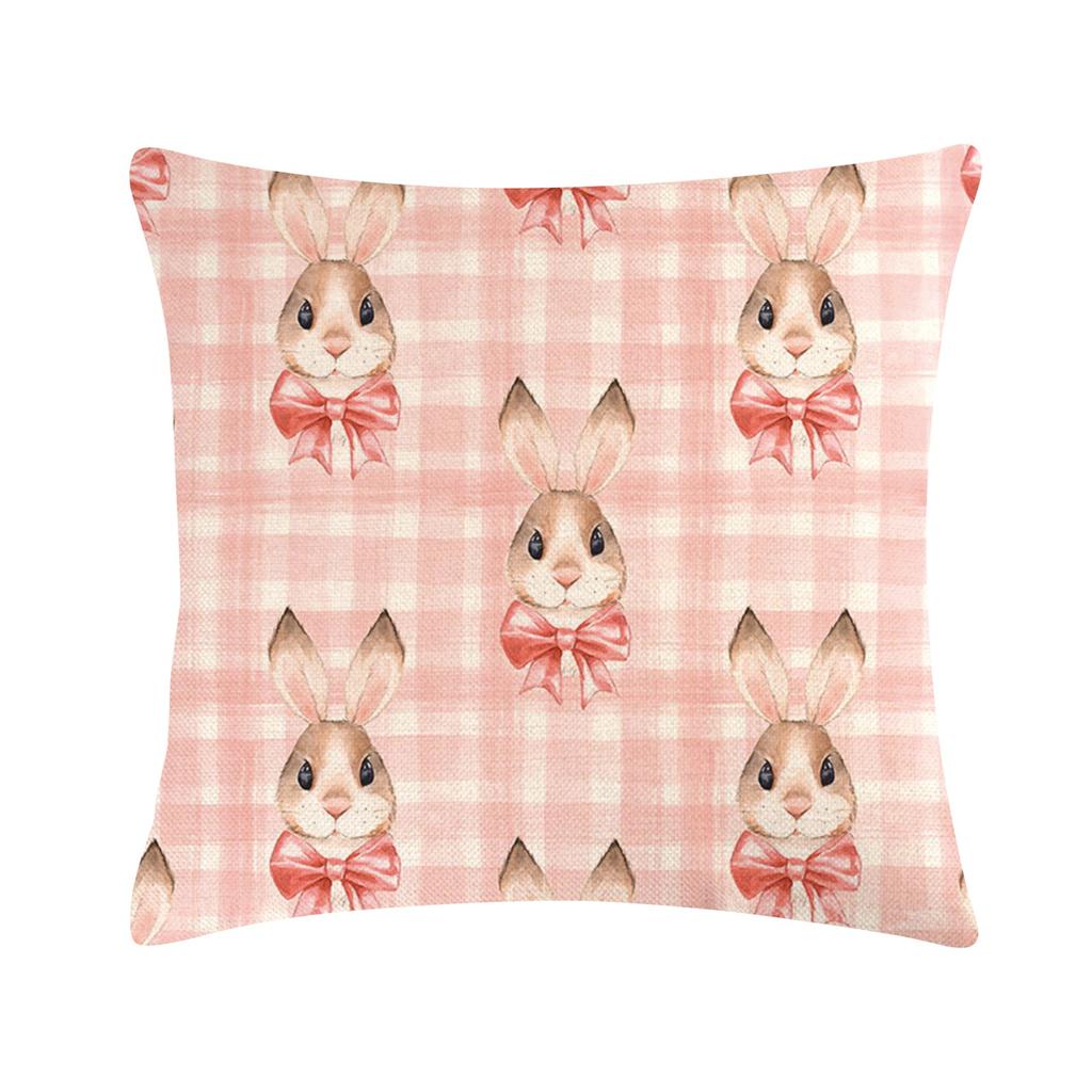 Easter Bunny Linen Pillowcase Home Sofa Cushion Cover