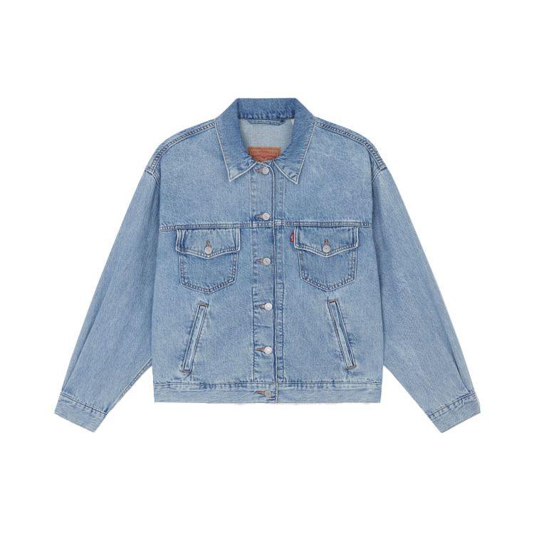Levis SS22 Однотонная Поло Воротник Повседневная Джинсовая Куртка Женские куртки Синий A1986-0000 S