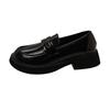 Spring Black Small Leather Shoes Women's One-pedal Women's Spring and Autumn New Single Shoes Doudou Shoes