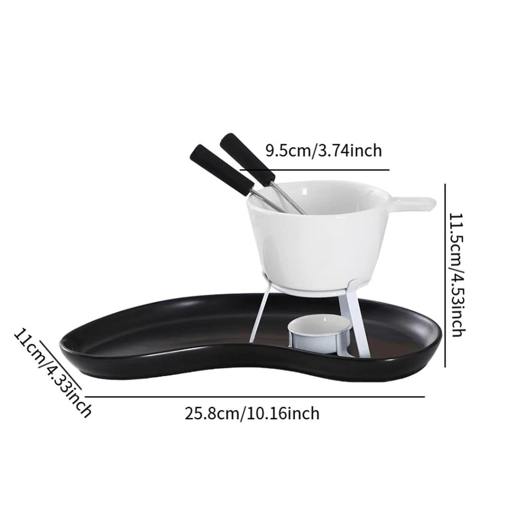Fondue Pot Cookware Butter Warmer Set Ceramic Fondue Mug Cheese Serving Fondue for Party Date Night Dinner Birthday Wedding