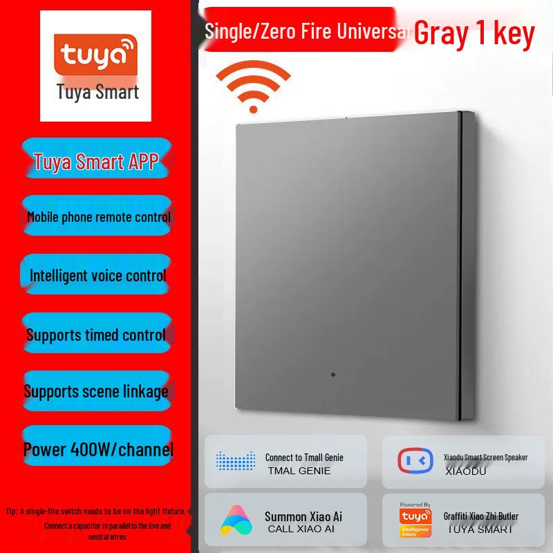 Graffiti WiFi Smart Switch: Universal Control for Single Live & Neutral, Supports Google, Alexa & XiaoAI.
