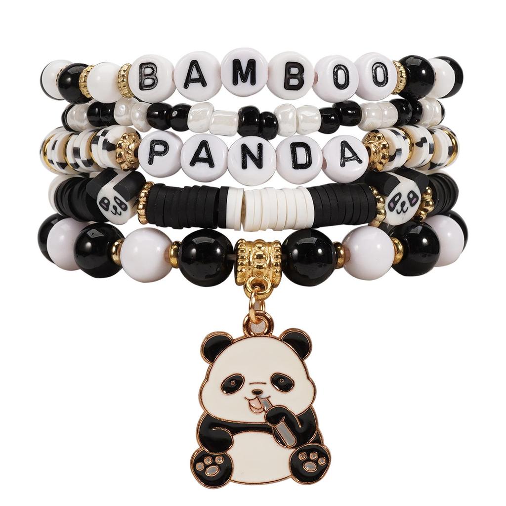 Bohemian Panda Handgefertigtes Perlenarmband-Set - 5 Stück
