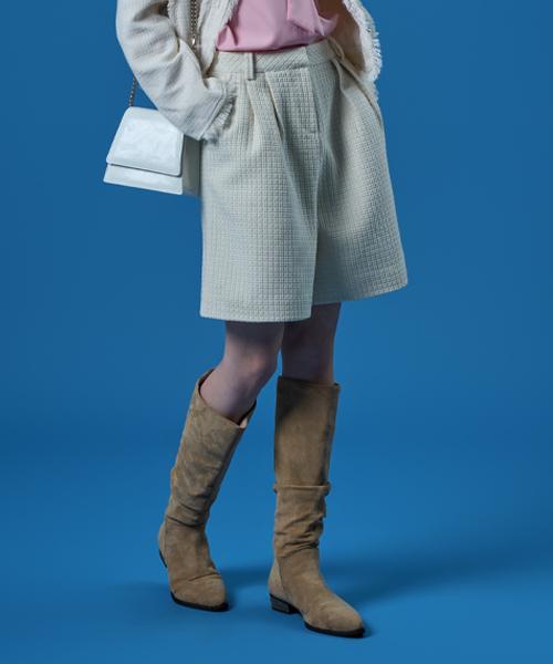 KOLEAT Tweed Wide Layered Shorts [Ivory]