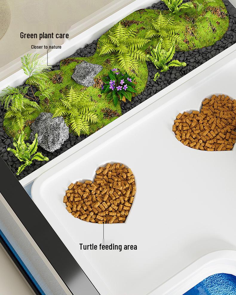 Small Turtle Tank Ecological Desktop Villa with Sun Deck for Brazilian Breeding