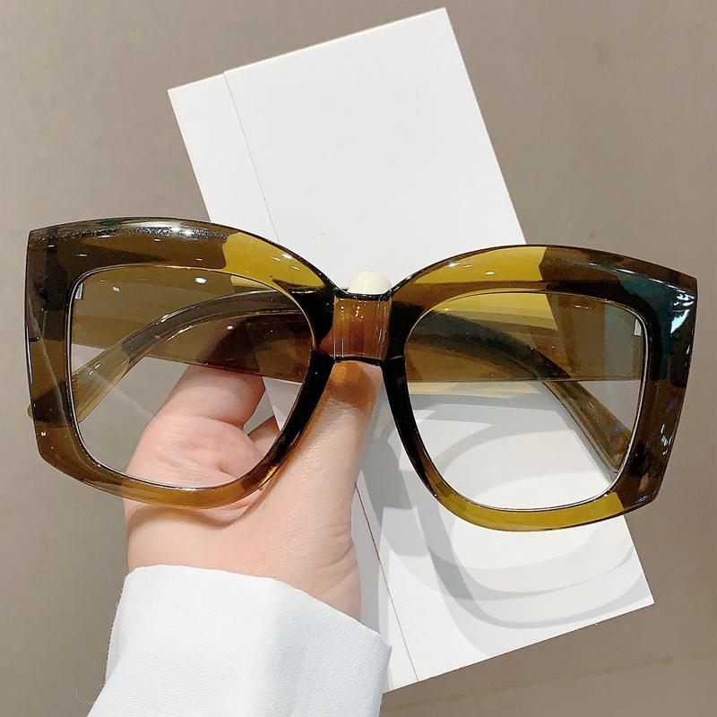 Oversized Square Eyeglasses Frames  New In Vintage Non-prescription Women Eyewear Trendy Fashion Designer Spectacles