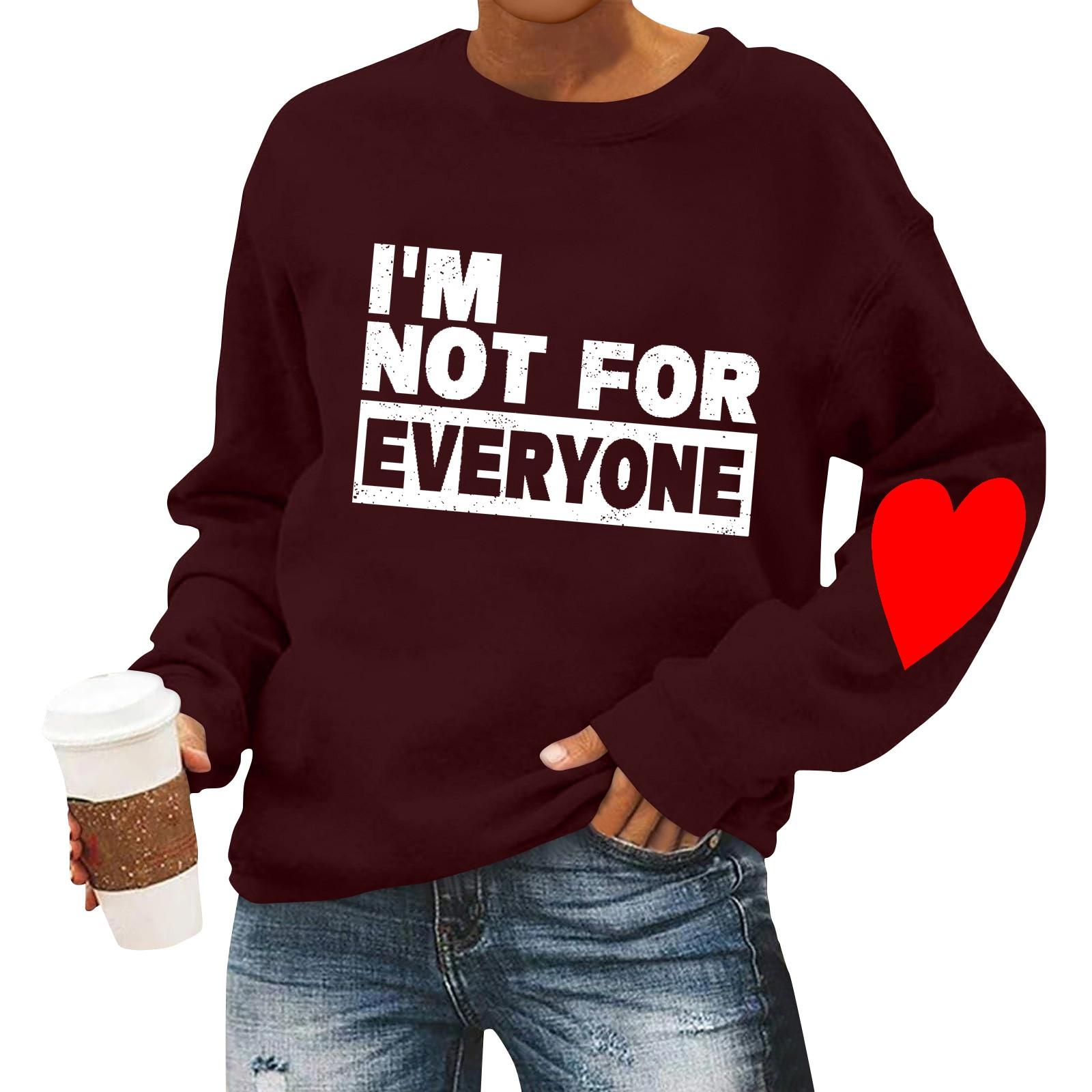 

Женская повседневная мода ко Дню святого Валентина с принтом, длинным рукавом, круглым вырезом, толстовки, пуловеры, топы XXL винный