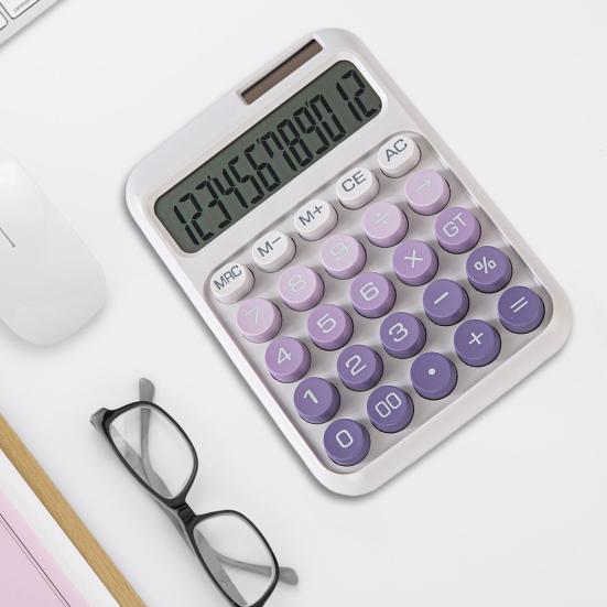 Mechanical Switch Calculator 12 Digits Large LCD Display Desktop Calculator Ergonomic Design Calculators for Teachers Students Office Home School