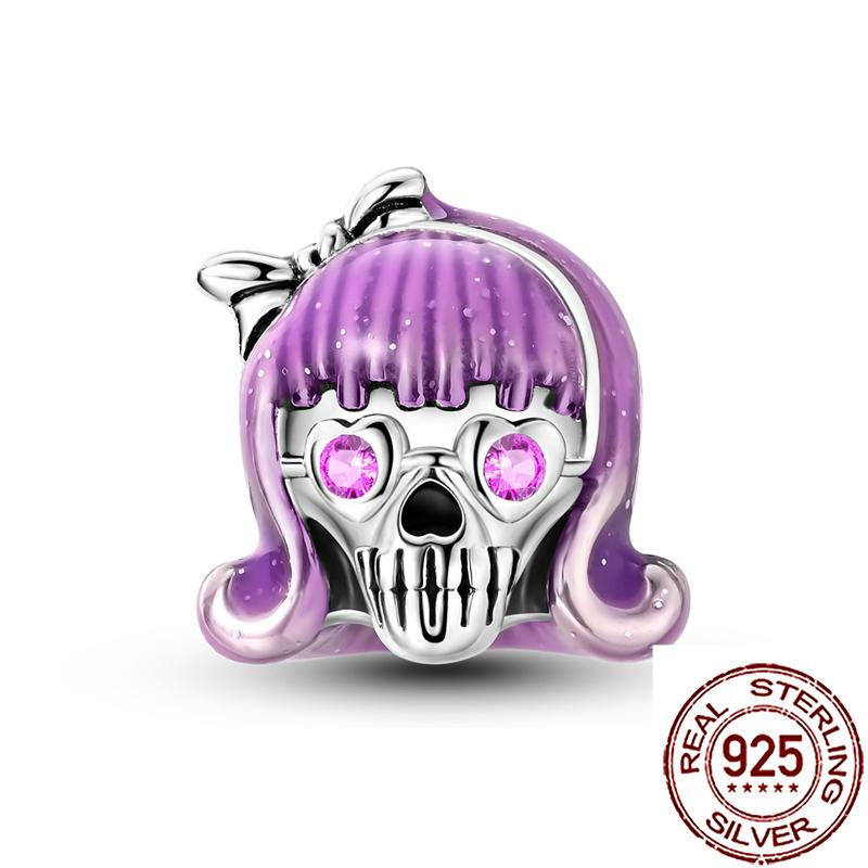 Gothic Charms Copper Pumpkin Calavera Colorida Beads Fit Snake Chain Bracelet Necklace Halloween Women Diy Jewelry