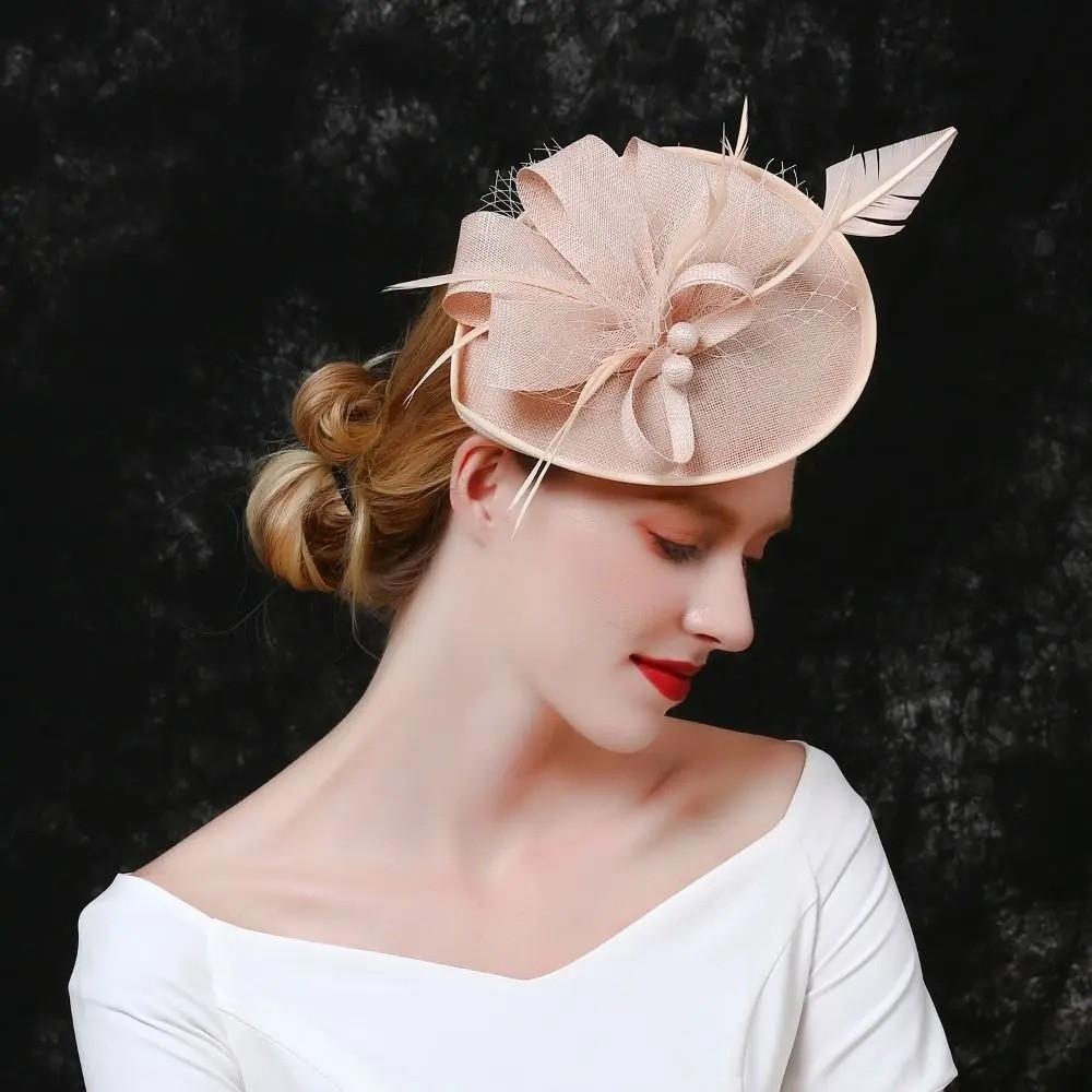 Elegant Feathers Fascinator Hat Exquisite Bride Headdress Tea Party Mesh Hair Band  Photography