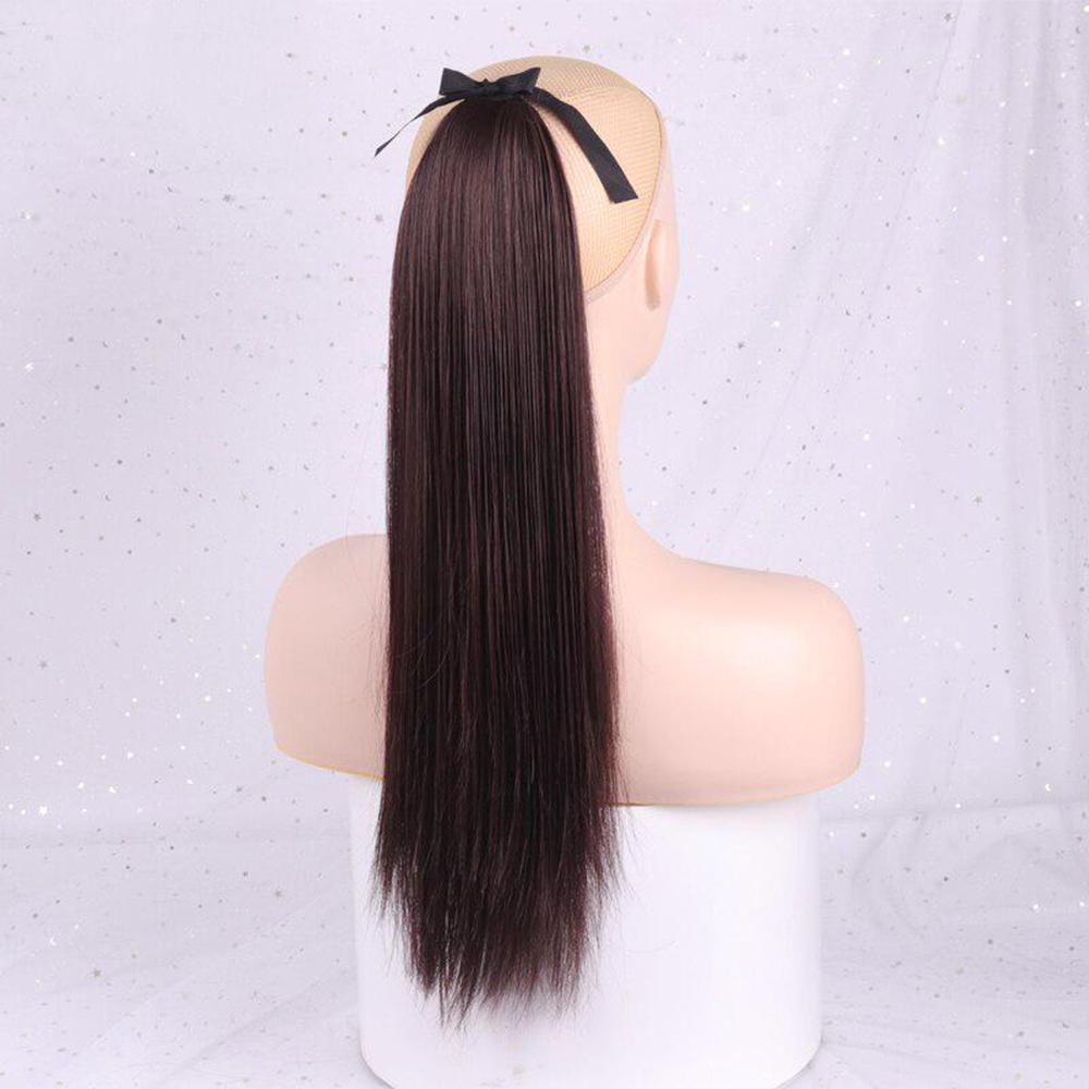 XINRAN 22" Long Silky Straight Synthetic Drawstring Ponytail Clip In Extension High Temperatur Fiber