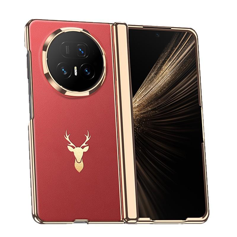 Luxury Electroplated Hinge Cover Honor Magic V5 V3 Vs3 Genuine Leather Case With Customizable Back Design Anti-Slip