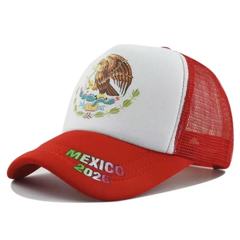 Berretto da Baseball Stampato con Bandiera USA Canada Messico, Berretto a Rete Snapback per Appassionati di Sport Calcio, Cappello da Sole per Esterno