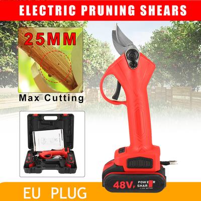 48V Wireless Electric Rechargeable Scissors Pruning Shears Tree Garden Tool Branches Pruning Tools With 2 Li-ion Battery