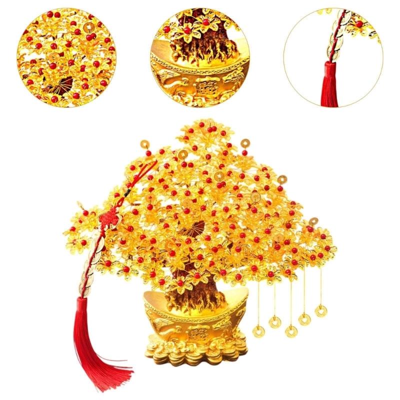 DIY Money Tree Ornamentation Set with Faux Pearls and Metal Money Not Finish for Making Home Office Decoration