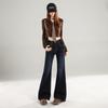 American retro micro-flared jeans women's spring new high-waisted and thin loose horseshoe pants without legs