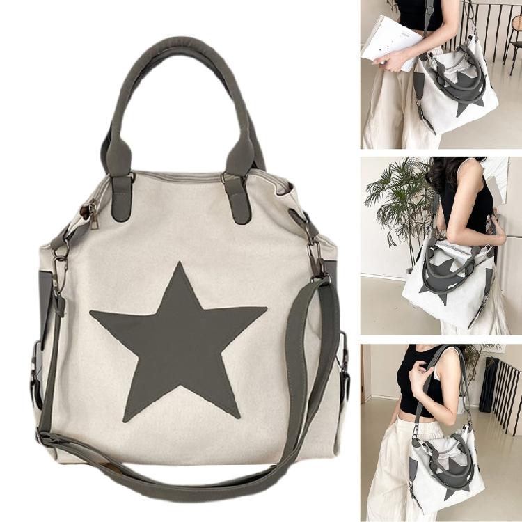 Damen Canvas Umhängetasche Ästhetische Stern Crossbody Tasche Handtasche mit großem Fassungsvermögen