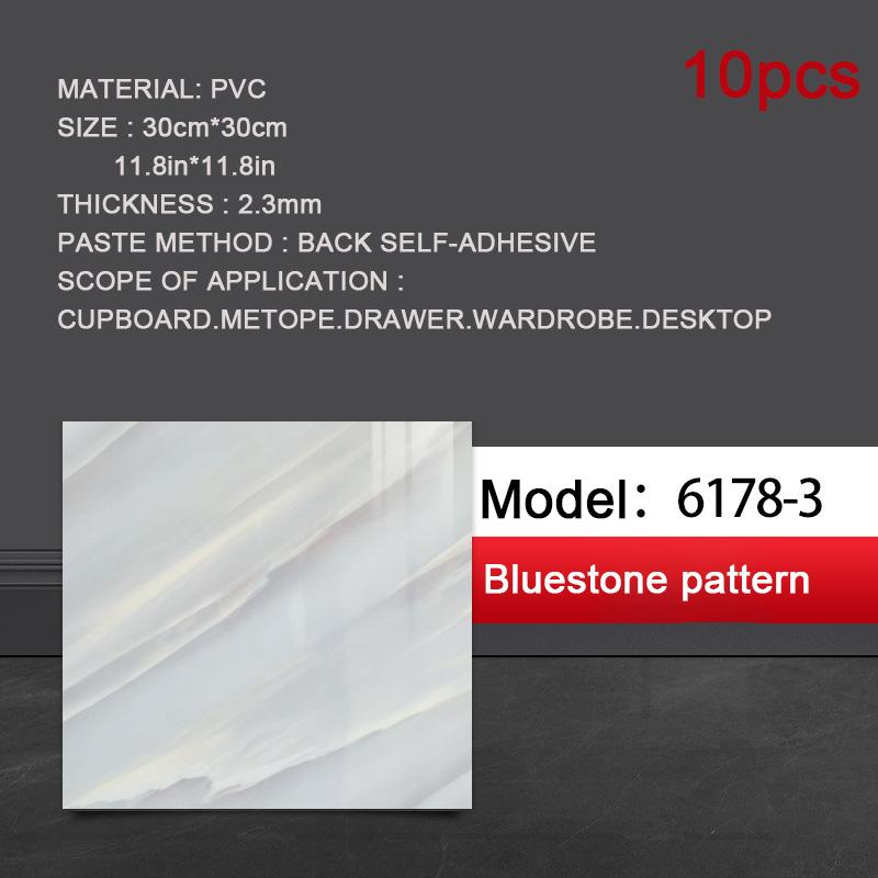 10pcs 30*30cm PVC Imitation Marble Floor Stickers Self-adhesive Wall Stickers Waterproof Bathroom Living Room Moden Decor Decals