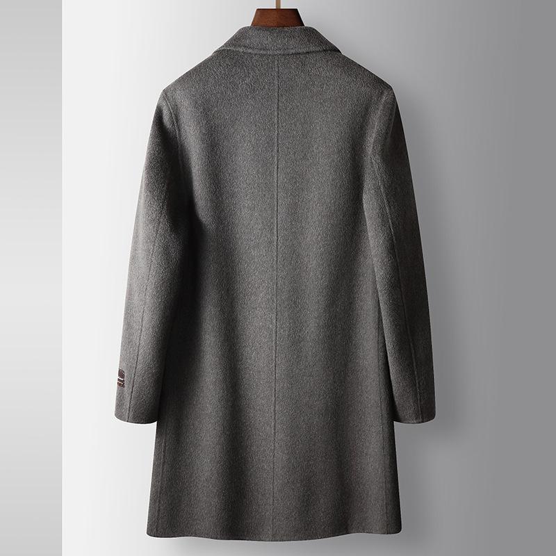 Autumn and Winter Medium and Long 100% Wool Lapel Trench Coat, Youth Light Luxury Business Double-sided Warm Jacket