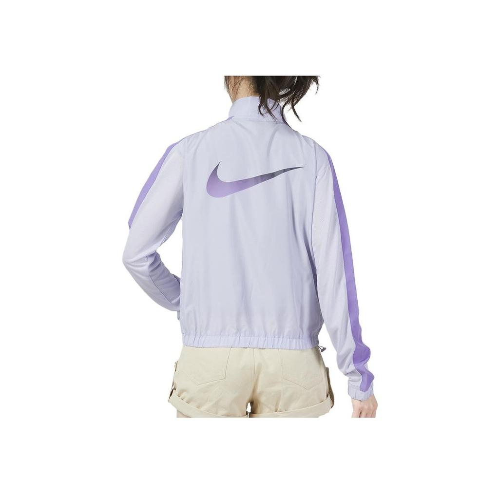 Nike Logo Printed Zip-Up Sports Jacket Women Jackets Purple DX1038-536
