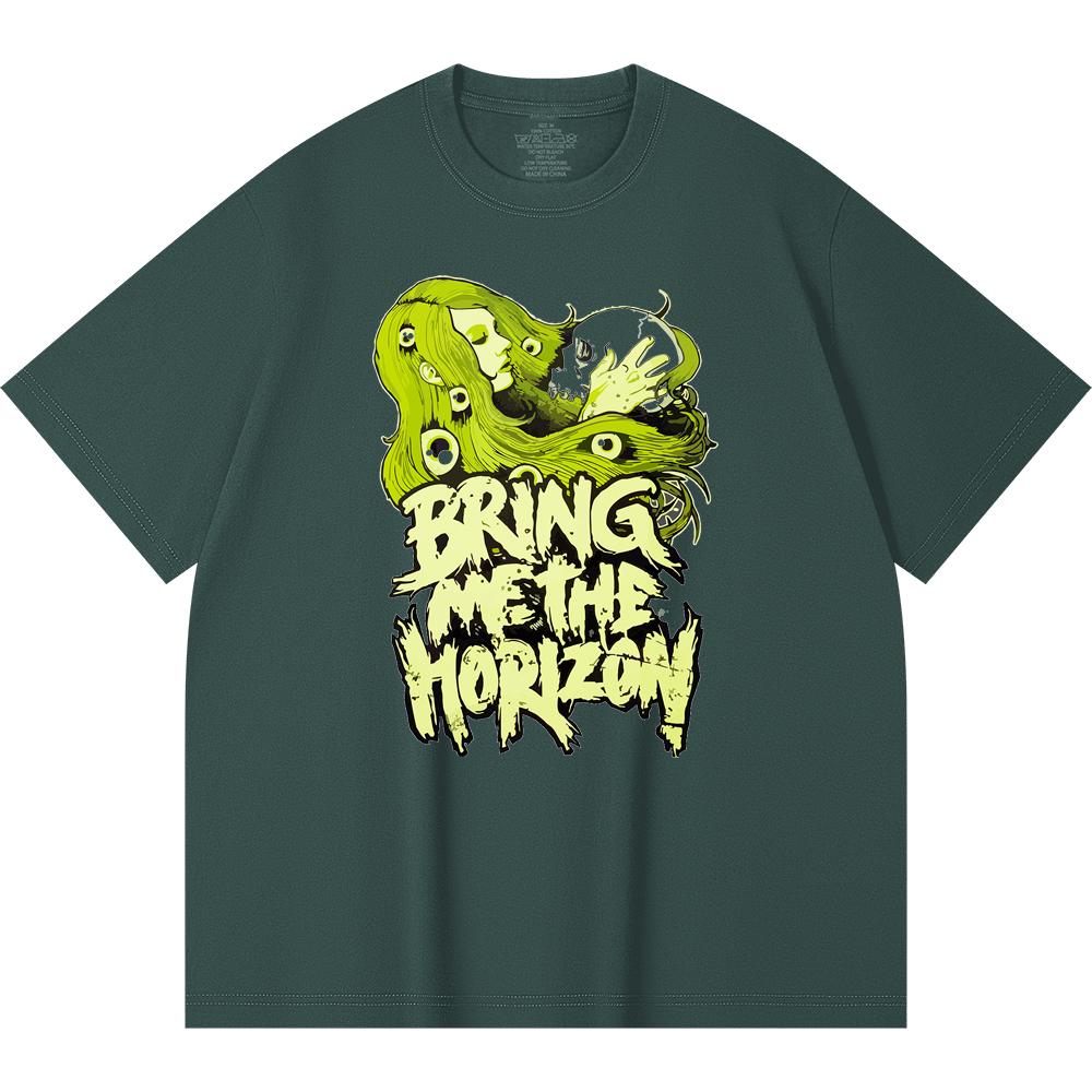 230 g/m² 100% katoenen heavy metal T-shirt met rockband- en popmuziekprint, unisex T-shirt van zwaar katoen.