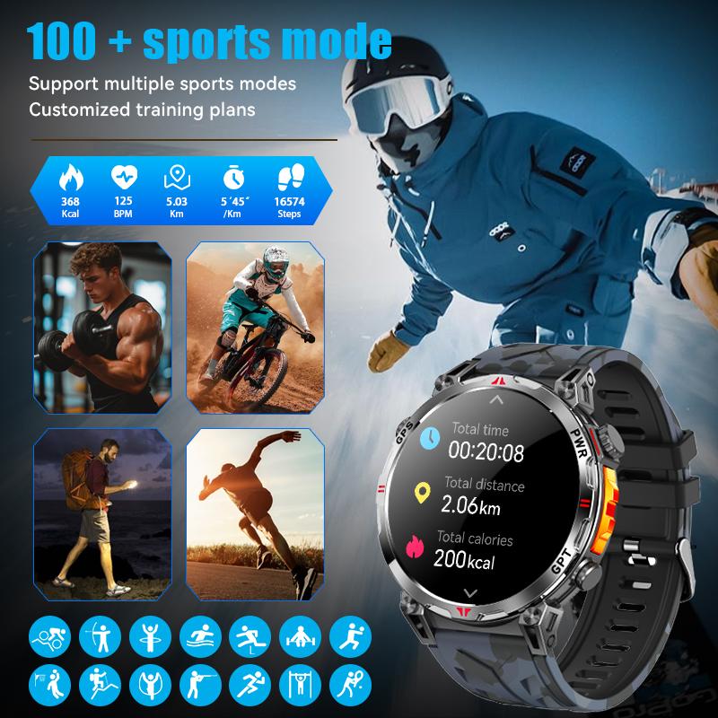 Outdoor GPS Sports Smart Watch Men Built in GPS Compass 5ATM Waterproof Bluetooth Call HD AMOLED Screen Fitness Smartwatch