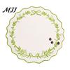 Heat Resistant Table Mats for Hot Dishes Embroidered Round Placemat, 15 Inch Scalloped Leaf Bow Embroidery Durable Fabric Kitchen Washable Insulation