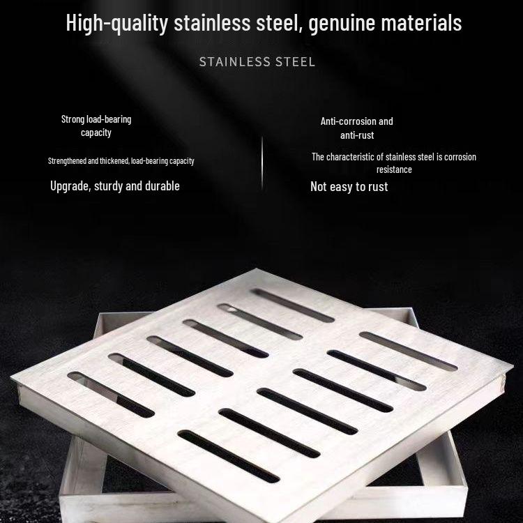 Stainless Steel Square/Rectangular Invisible Drainage Well Cover for Garden Courtyard