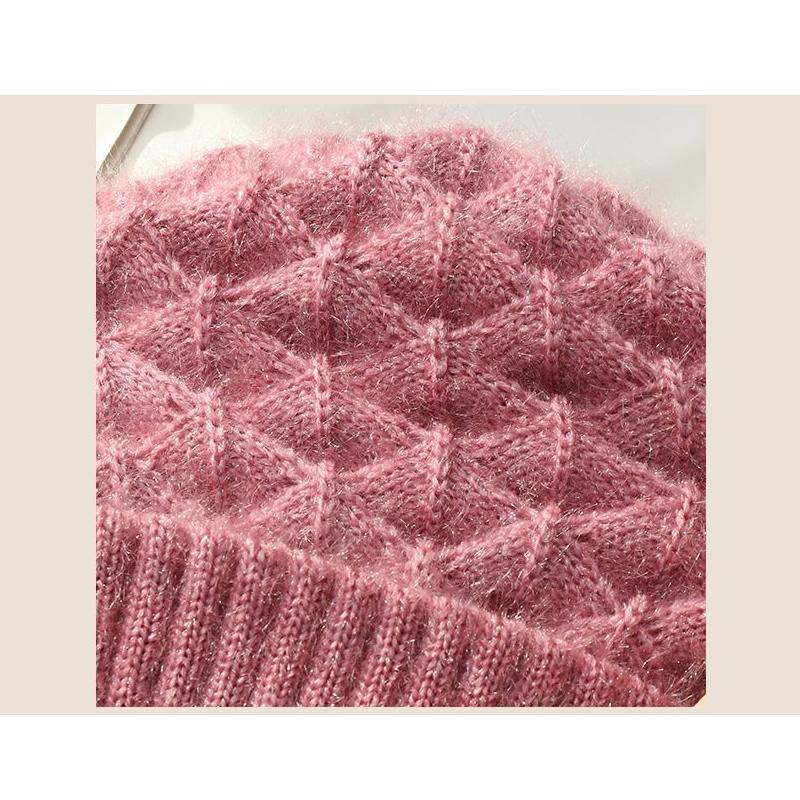 Womens Winter Double Warm Knitted Hat Padded Thickened Hat Scarf One Knitting Net Red Explosion Models Wind and Snow Beanies