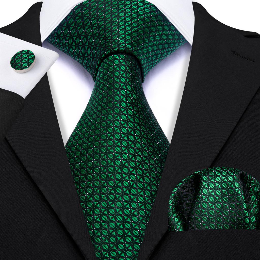 Barry.Wang Mens Striped Silk Tie Handkerchief Cufflinks Formal Necktie Set Designer