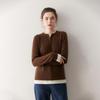 Korean Style Color Block Women's Cashmere Knit Patchwork Top - Fake Two-Piece, Round Neck, Long Sleeve