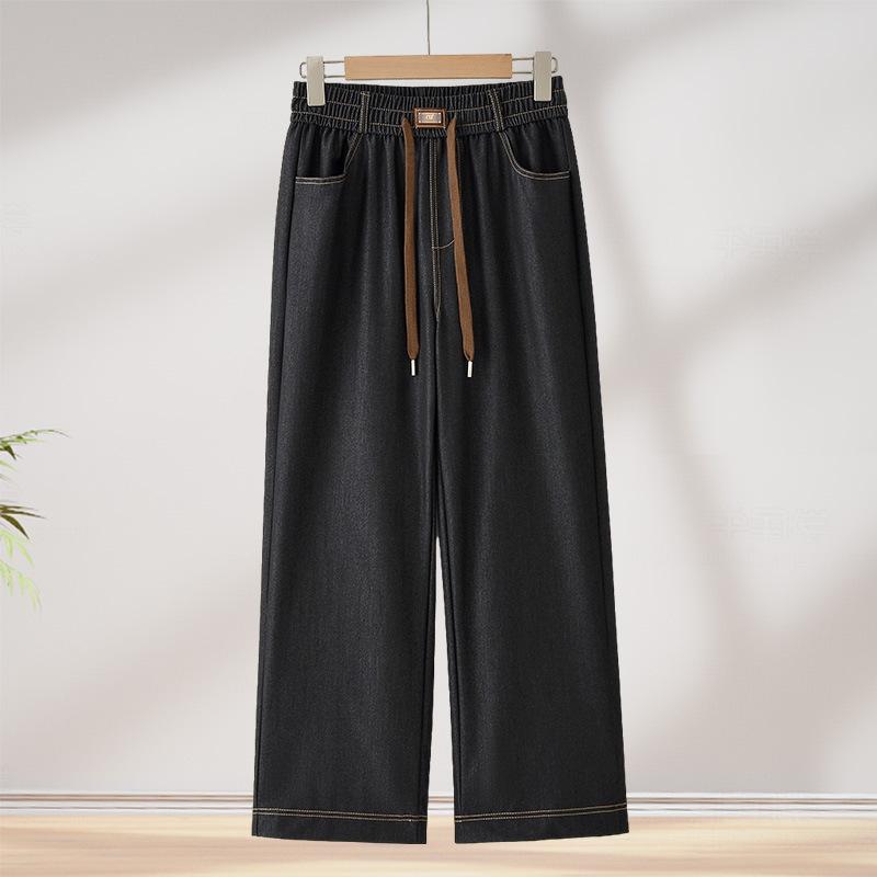 

2026 Women s Casual Wide-Leg Jeans - Nine-Point Loose Straight-Leg Style for Summer 4XL (125-140 jins) чорний
