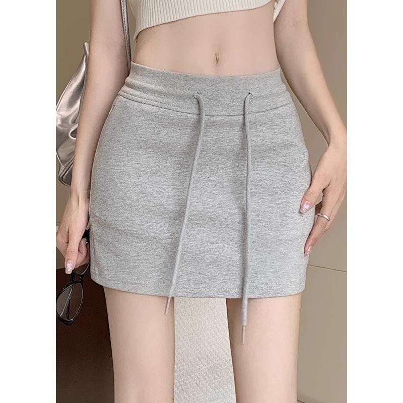 

Women s Gray Athletic A-Line Mini Skirt: Summer Anti-Exposure Hip-Hugging Yoga Skirt L