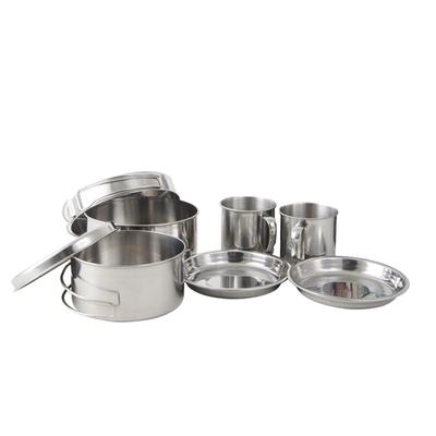 8pcs Outdoor Pan Set Stainless Steel Stacking Pots Hiking Pot Camping Cookware Non-stick Picnic