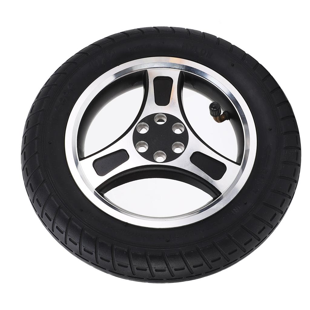 10x2 Inch Rear Wheel with Aluminum Alloy Hub 6 Holes Low Noise Inflatable Caster Tire for Hand