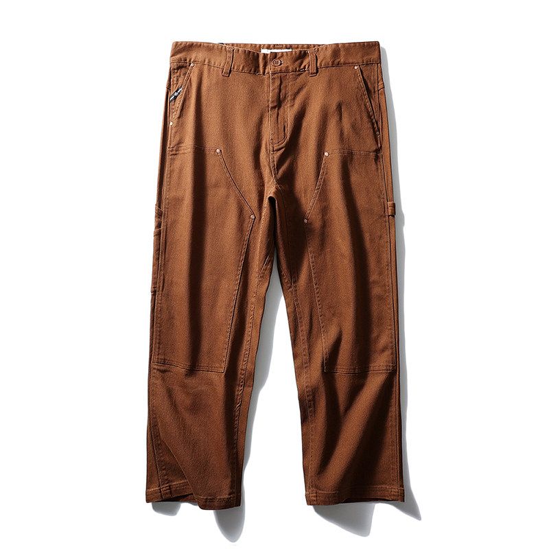 American-Style Vibe Double-Knee Pull-Back Work Pants B01 Lumberjack Workwear Loose Cropped Pants Export Men's Straight-Leg Casual Pants