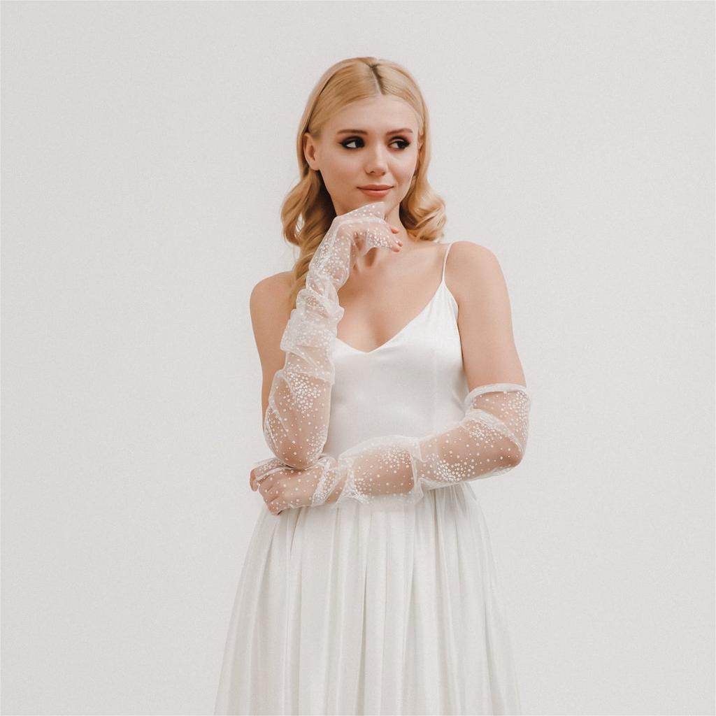 Wedding Gloves Fingerless Bridal Gloves Removable Sleeves Women's Arm Detachable Tulle Sleeve Bachelorette Party Accessory  MM14