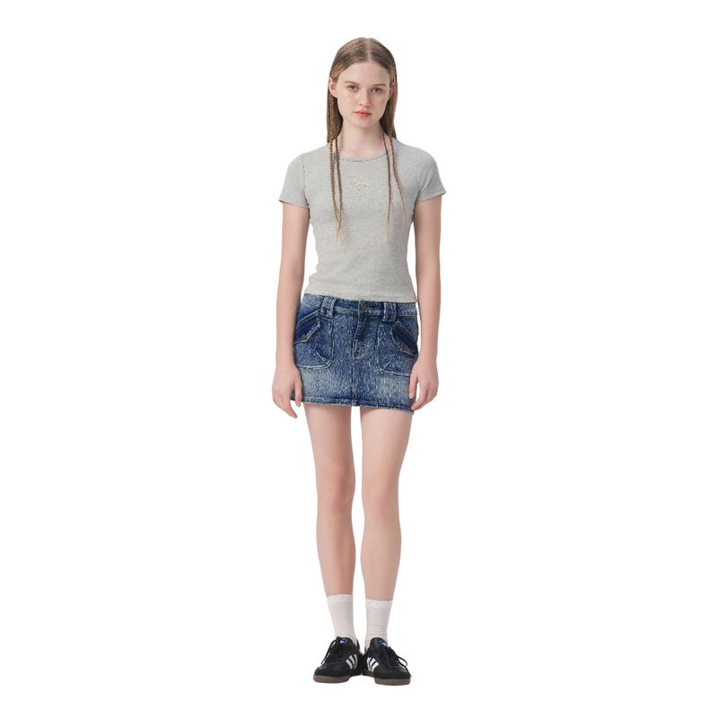 Yescci American vintage Cargo Denim Straight Skirt