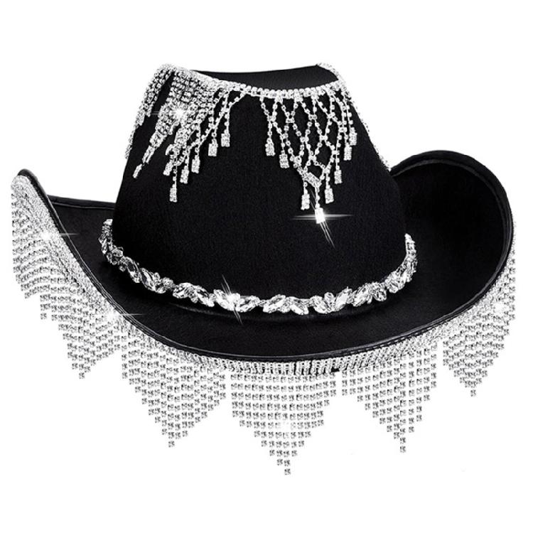 Vacation Cowboy Hats Shimmering Tassels Hand Beading Diamond for Club Carnivals