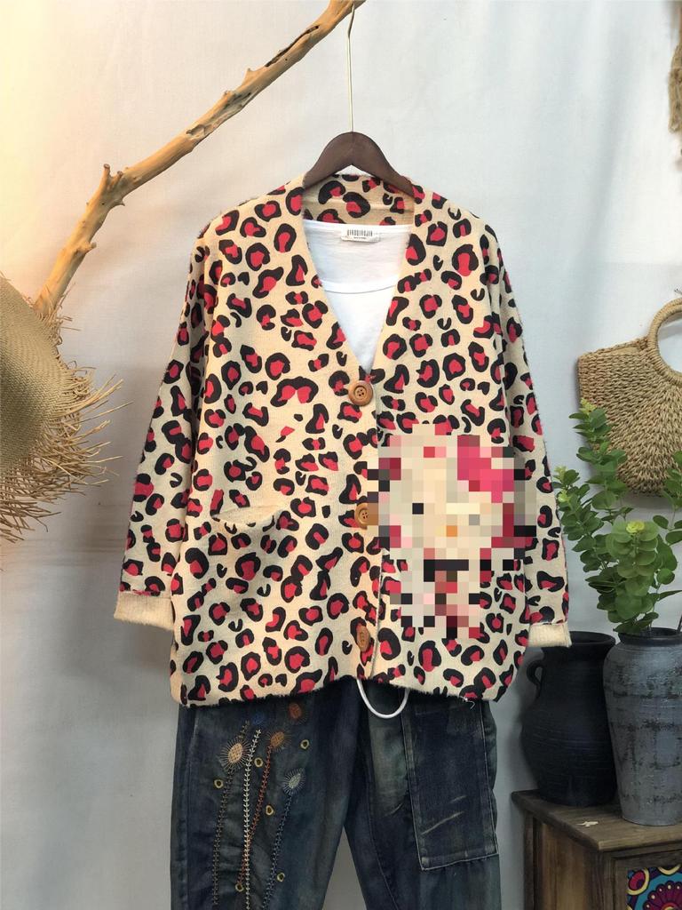 Factory new autumn and winter cute printed imitation mink velvet jacket women's Korean version loose lazy sweater