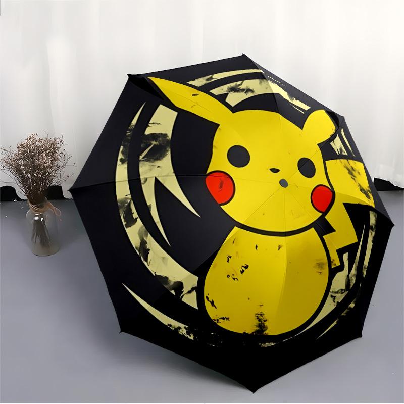 1pc Pikachu Icon Automatic Open/Close Umbrella, Portable 3-Fold Compact Umbrella for Men & Women, Perfect Gift for Birthday095